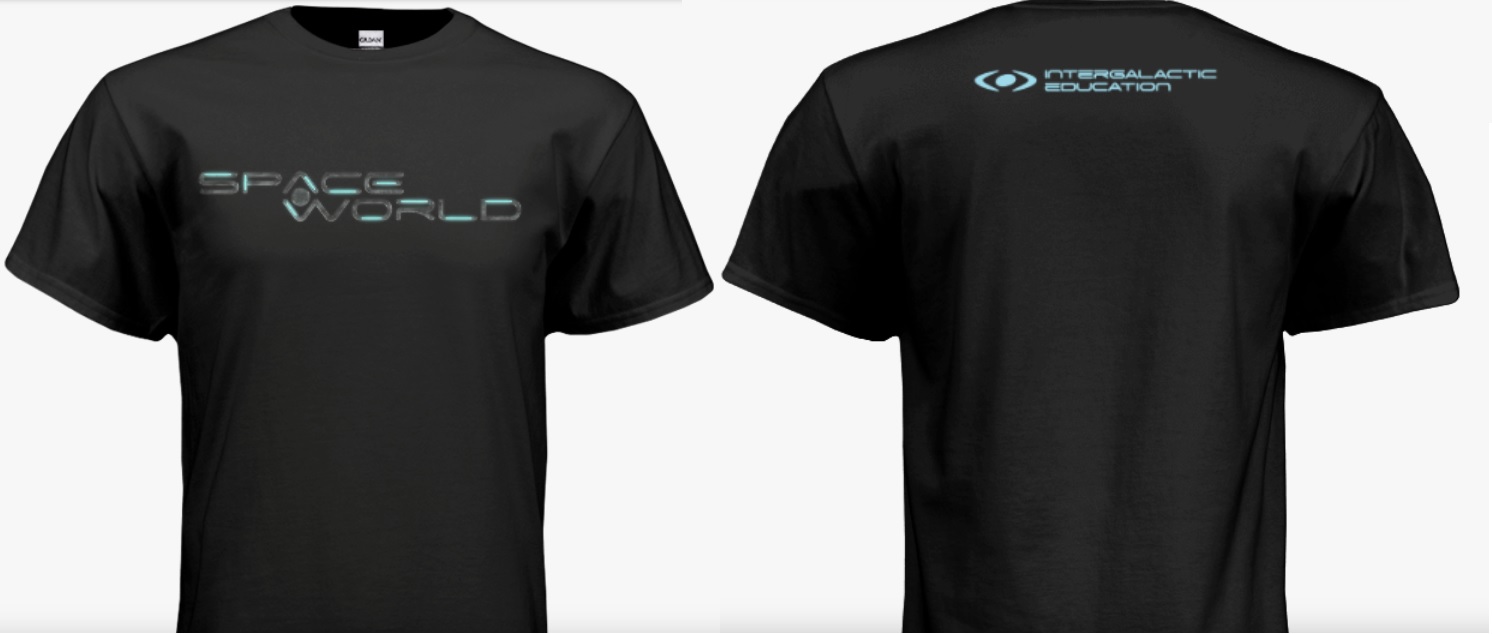 Intergalactic Education men's black spaceworld shirt